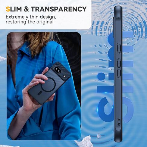 Magnetic Case for Google Pixel 8A Case [Military Grade Drop Tested] [Compatible with MagSafe] Shockproof Anti-Fingerprints Translucent Matte Hard Back Slim Case for Pixel 8A Black in Saudi Arabia