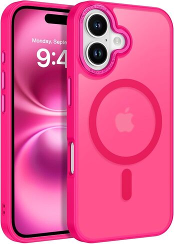 BENTOBEN Magnetic for iPhone 16 Case [Compatible with Magsafe] Translucent Matte Phone Case iPhone 16 Slim Thin Shockproof Women Men Girls Boys Protective Cover Cases for iPhone 16 6.1", Hot Pink in Saudi Arabia
