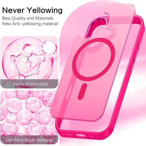BENTOBEN Magnetic for iPhone 16 Case [Compatible with Magsafe] Translucent Matte Phone Case iPhone 16 Slim Thin Shockproof Women Men Girls Boys Protective Cover Cases for iPhone 16 6.1", Hot Pink in Saudi Arabia