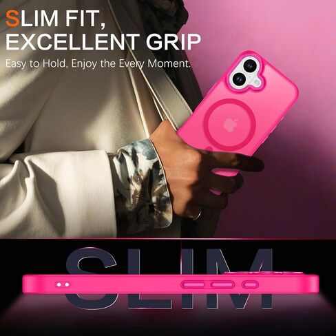 BENTOBEN Magnetic for iPhone 16 Case [Compatible with Magsafe] Translucent Matte Phone Case iPhone 16 Slim Thin Shockproof Women Men Girls Boys Protective Cover Cases for iPhone 16 6.1", Hot Pink in Saudi Arabia