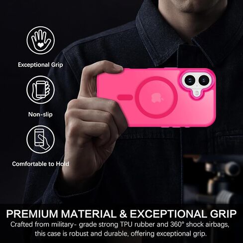 BENTOBEN Magnetic for iPhone 16 Case [Compatible with Magsafe] Translucent Matte Phone Case iPhone 16 Slim Thin Shockproof Women Men Girls Boys Protective Cover Cases for iPhone 16 6.1", Hot Pink in Saudi Arabia