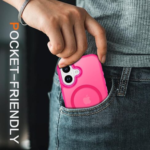 BENTOBEN Magnetic for iPhone 16 Case [Compatible with Magsafe] Translucent Matte Phone Case iPhone 16 Slim Thin Shockproof Women Men Girls Boys Protective Cover Cases for iPhone 16 6.1", Hot Pink in Saudi Arabia