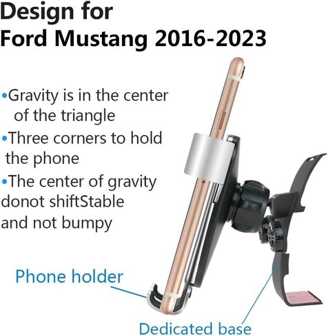 Car Phone Holder for Ford Mustang 2015 2016 2017 2018 2019 2020 2021 2022 2023 & Coupe Convertible Mach 1 GT Bullitt EcoBoost Auto Accessories Cell Phones Mount Cellphone Mobile Cradle Bracket in Saudi Arabia