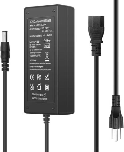 مصدر طاقة تيار مستمر 24 فولت، 4 أمبير كحد أقصى، محول طاقة تيار مستمر 24 فولت، محول تيار متردد 96 وات محول تيار متردد 100-240 فولت 50-60 هرتز تيار متردد إلى تيار مستمر 24 فولت 4 أمبير محول إمداد طاقة مع أسطوانة تيار مستمر 5.5 مم × 2.5 مم in Kuwait