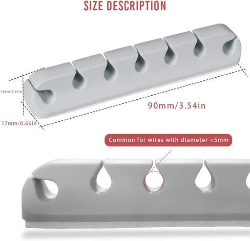 2 Pack Cable Holder Clips, Cable Management Cord Organizer USB Charging Clips Silicone Self Adhesive Wire Holders for Desktop USB Charging Cable Power Cord Mouse Cable Wire PC Office Home (Grey) in Saudi Arabia