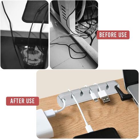 2 Pack Cable Holder Clips, Cable Management Cord Organizer USB Charging Clips Silicone Self Adhesive Wire Holders for Desktop USB Charging Cable Power Cord Mouse Cable Wire PC Office Home (Grey) in Saudi Arabia