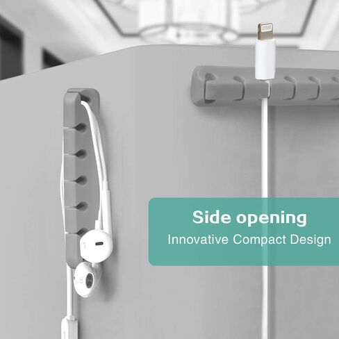 2 Pack Cable Holder Clips, Cable Management Cord Organizer USB Charging Clips Silicone Self Adhesive Wire Holders for Desktop USB Charging Cable Power Cord Mouse Cable Wire PC Office Home (Grey) in Saudi Arabia