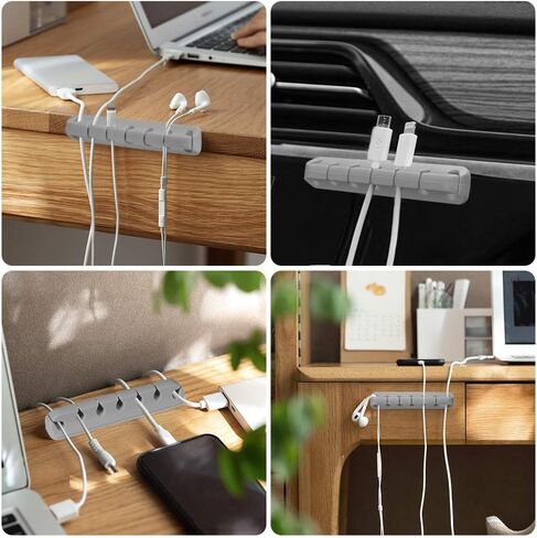 2 Pack Cable Holder Clips, Cable Management Cord Organizer USB Charging Clips Silicone Self Adhesive Wire Holders for Desktop USB Charging Cable Power Cord Mouse Cable Wire PC Office Home (Grey) in Saudi Arabia