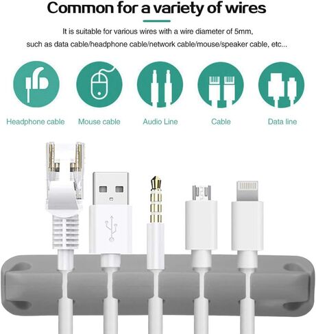 2 Pack Cable Holder Clips, Cable Management Cord Organizer USB Charging Clips Silicone Self Adhesive Wire Holders for Desktop USB Charging Cable Power Cord Mouse Cable Wire PC Office Home (Grey) in Saudi Arabia