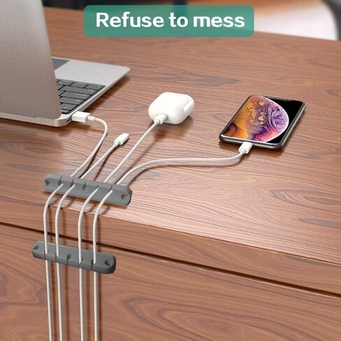 2 Pack Cable Holder Clips, Cable Management Cord Organizer USB Charging Clips Silicone Self Adhesive Wire Holders for Desktop USB Charging Cable Power Cord Mouse Cable Wire PC Office Home (Grey) in Saudi Arabia