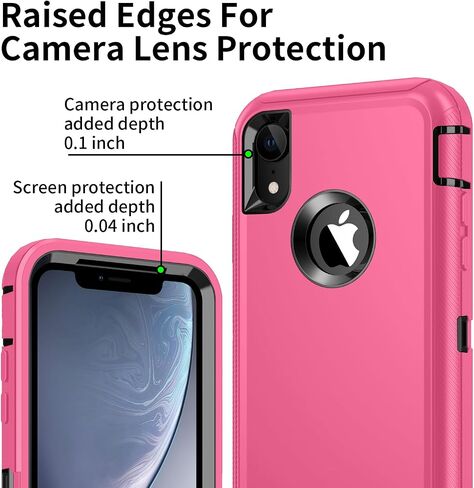 for iPhone XR Case, Heavy Duty Shockproof Dust/Drop Proof 3 Layer Full Body Protection Rugged Cover Case for Apple iPhone XR 6.1",Black in Kuwait