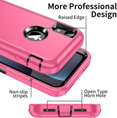 for iPhone XR Case, Heavy Duty Shockproof Dust/Drop Proof 3 Layer Full Body Protection Rugged Cover Case for Apple iPhone XR 6.1",Black in Kuwait