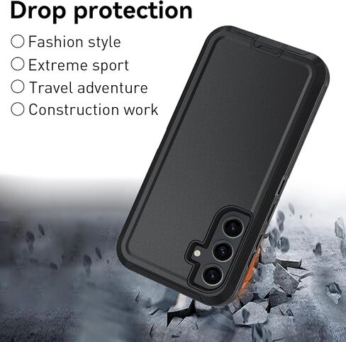 for Samsung Galaxy S24 FE 5G Case, S24 FE Heavy Duty case, [Belt Clip Holster] [Glass Screen Protector] [Military Grade Protective ] [Shockproof] [Dropproof] [Dust-Proof] (Black) in Saudi Arabia