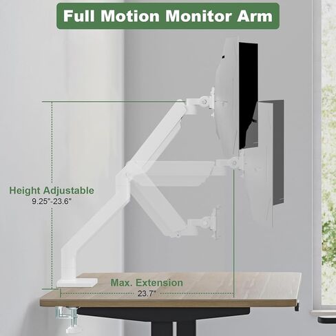Heavy Duty Monitor Arm for 17-57" Screens up to 55lbs, Premium Aluminum Ultrawide Monitor Arm for Samsung 49" Odyssey G9 and LG, Fully Adjustable Single Ultrawide Mount, VESA 75/100mm, Black in Saudi Arabia