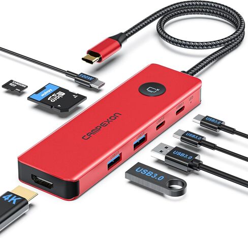 USB C HUB 8 in 1, USB C HUB Multiport Adapter with USB C to 4K HDMI, 2*USB-A 3.0, 2*USB-C 3.0-Data Port, 4K HDMI, PD 100W & SD/TF Card Reader, Dongle Adapter USB C HUB for MacBook/Laptops/iPhone Black in Saudi Arabia