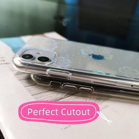 Tksafy for iPhone 11 Case, Clear Glitter Cute Laser Holographic Love Heart Pattern for Women Girls, Anti-Scratch Hard PC Protective Phone Cover for Apple iPhone 11 6.1-inch 2019, Rainbow Heart in Saudi Arabia
