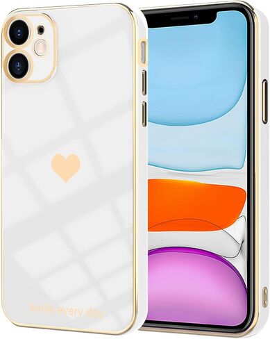 Tksafy for iPhone 11 Case, Clear Glitter Cute Laser Holographic Love Heart Pattern for Women Girls, Anti-Scratch Hard PC Protective Phone Cover for Apple iPhone 11 6.1-inch 2019, Rainbow Heart in Saudi Arabia