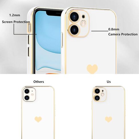 Tksafy for iPhone 11 Case, Clear Glitter Cute Laser Holographic Love Heart Pattern for Women Girls, Anti-Scratch Hard PC Protective Phone Cover for Apple iPhone 11 6.1-inch 2019, Rainbow Heart in Saudi Arabia
