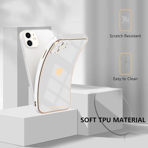 Tksafy for iPhone 11 Case, Clear Glitter Cute Laser Holographic Love Heart Pattern for Women Girls, Anti-Scratch Hard PC Protective Phone Cover for Apple iPhone 11 6.1-inch 2019, Rainbow Heart in Saudi Arabia