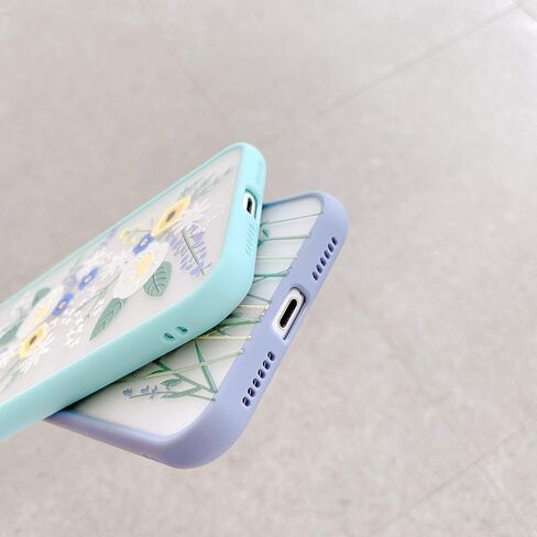 Ownest Compatible with iPhone XR Case for Clear Frosted PC Back 3D Floral Girls Woman and Soft TPU Bumper Protective Silicone Slim Shockproof Case for iPhone XR-Purple Lavender in Saudi Arabia