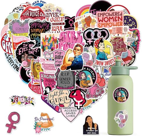 Feminism Stickers Radfem Stickers Women's Rights Stickers 50PCS Vinyl Waterproof Aesthetic Stickers for Laptop, Computer, Phone, PC, Skateboard, Luggage for Girls and Wommen in Kuwait