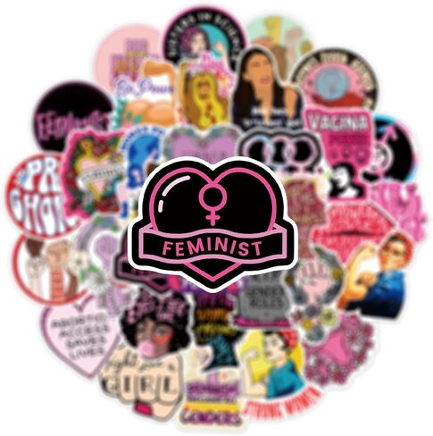 Feminism Stickers Radfem Stickers Women's Rights Stickers 50PCS Vinyl Waterproof Aesthetic Stickers for Laptop, Computer, Phone, PC, Skateboard, Luggage for Girls and Wommen in Kuwait