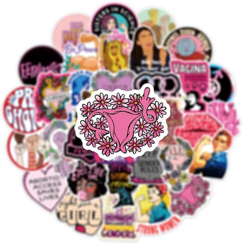 Feminism Stickers Radfem Stickers Women's Rights Stickers 50PCS Vinyl Waterproof Aesthetic Stickers for Laptop, Computer, Phone, PC, Skateboard, Luggage for Girls and Wommen in Kuwait