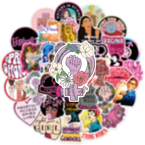 Feminism Stickers Radfem Stickers Women's Rights Stickers 50PCS Vinyl Waterproof Aesthetic Stickers for Laptop, Computer, Phone, PC, Skateboard, Luggage for Girls and Wommen in Kuwait