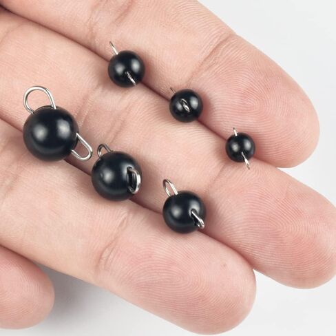 30Pcs Tungsten Cheburashka Weights Fishing Sinker Kit, 1~7g Tungsten Cannonball Jig Head Fishing Weights Tungsten Cheb Rig Weights, Plain/Black in Saudi Arabia