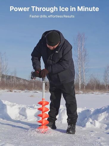 لقمة ثلج بقطر 8 بوصات من Eyoyo، مجموعة واحدة من الشفرة البديلة وواقي الشفرة مع محول مثقاب قطعة 1/2 بوصة، مثقاب من النايلون مناسب لصيد الأسماك على الجليد in Kuwait