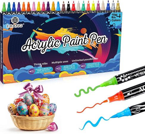 Have This Innovative and Unique Dual-Tip Acrylic Paint Marker Set Experience 3 Different Nibs (Brush, Dot, Fine) 36-Color Acrylic Marker Set Makes Outlining, Coloring, and Filling Easy, All in One Set in Saudi Arabia