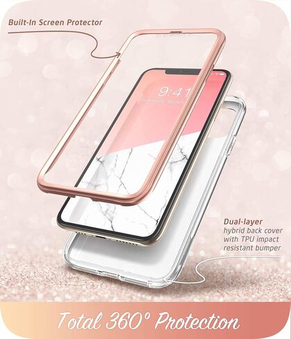 حافظة سلسلة i-Blason Cosmo لهاتف iPhone 11 Pro Max إصدار 2019، حافظة حماية أنيقة لكامل الجسم مع واقي شاشة مدمج (رخام) in Kuwait