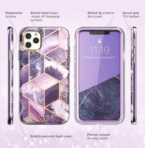 حافظة سلسلة i-Blason Cosmo لهاتف iPhone 11 Pro Max إصدار 2019، حافظة حماية أنيقة لكامل الجسم مع واقي شاشة مدمج (رخام) in Kuwait