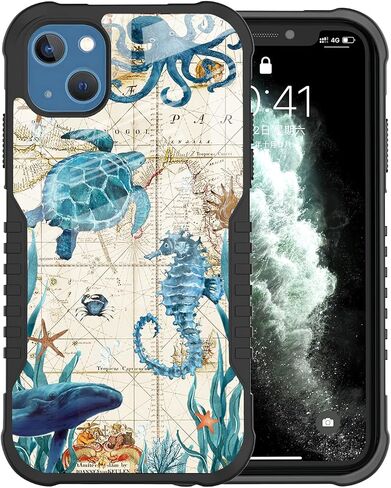 Compatible with iPhone 14 Case, iPhone 13 Case for Men Boys, Soccer Sports Design Heavy Duty Shockproof Anti-Scratch Hard PC Back TPU Bumper Drop Protection Case for iPhone 13/14 in Saudi Arabia