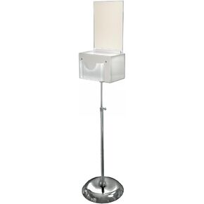 Azar Displays, 206320-CLR, Suggestion Box with Lock and Keys, Donation Box, Offering Box, Locked Display Stand, Acrylic Sign Holder on Pedestal, Clear Locking Box with Slot, 9"x6.25"x6.25"