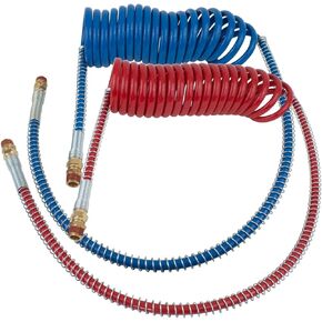 Mytee Products Air Brake Coiled/Hose Assembly - 15Ft w/ 40" Pigtails Trailer End & 12" Tractor End - Air Lines for Semi Truck - Trailer Air Brake Hose Kit