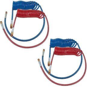 Mytee Products Air Brake Coiled/Hose Assembly - 15Ft w/ 40" Pigtails Trailer End & 12" Tractor End - Air Lines for Semi Truck - Trailer Air Brake Hose Kit in Kuwait