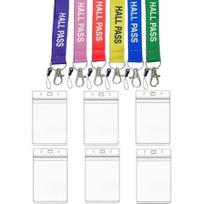 Hall Pass Lanyards with Card Holders, School Classroom Passes Lanyard Set for Teacher Parents (10 x Boy's Bathroom)