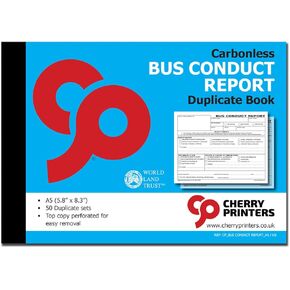 Cherry Bus Conduct Report 2pt Book for School Bus (5.8 x 8.3 Inches) 50 Duplicate Copies per Book in Kuwait