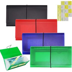 4 Pack XUCHUN 13 Pockets Receipt Organizer,Small Expanding File Foder for Receipts,Coupons