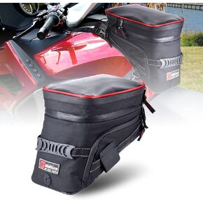 Goldfire Motorcycle Tank Bag Expandable ADV Gas Oil Fuel Tank Saddle Bag with Strong Strap Mount Water Resistant Motorcycle Storage Bag(Black)