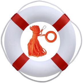 20 Inch Pool Safety Life Preserver Ring Buoy for Pool, Swimming Swim Foam Ring Pool Buoy Pool Safety Throw Rings with 98.4FT Water Floating Lifesaving Rope