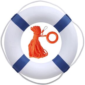 20 Inch Pool Safety Life Preserver Ring Buoy for Pool, Swimming Swim Foam Ring Pool Buoy Pool Safety Throw Rings with 98.4FT Water Floating Lifesaving Rope