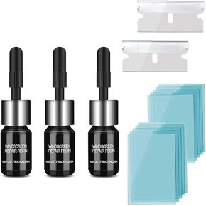3 Pcs Windshield Crack Repair Kit, Automotive Glass Nano Repair Fluid Solution, Car Scratch Remover, Window Screen Repair Kit