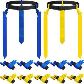 Hungdao 12 Players Flag Football Belts and Flags Set Adjustable Football Belt for Kids Teens Adult Indoor Outdoor Training