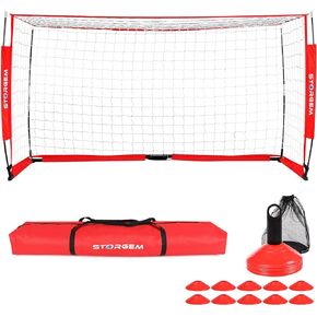 Soccer Goal,Soccer Net,Soccer Goals for Backyard,with Bow Frame,Collapsible Metal Base and 15 Training Cones