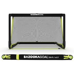 BazookaGoal Original Solid Frame Pop Up Goal - Folding Mini Soccer Goal for Kids and Adults - Portable Goal Post - Easy to Set-up & Steady - 4 x 2.5 ft