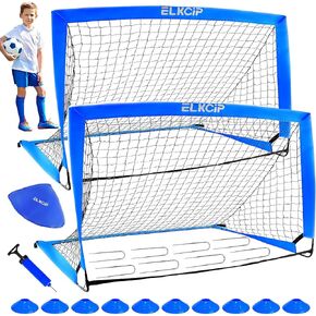 Kids Soccer Goals for Backyard Set of 2, 6X4 /4x3 ft Portable Soccer Nets Training Equipment, Pop Up Soccer Net for Youth Toddler Outdoor Sports Games