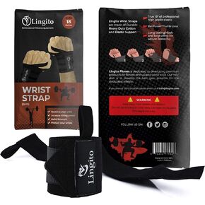 Lingito Wrist Wraps | Professional with Thumb Loops | Wrist Support Braces for Men & Women | Weight Lifting, Powerlifting, Strength Training