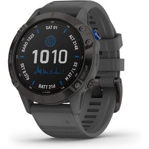 Garmin Fenix 6 Pro Solar (GPS,1.4 inches) Solar-Powered Multisport, Advanced Training Features and Data, Black with Slate Gray Band (Renewed)